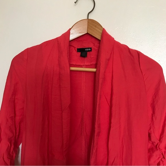 AQUA Open Front Blazer, Ruched Sleeves - Picture 2 of 7